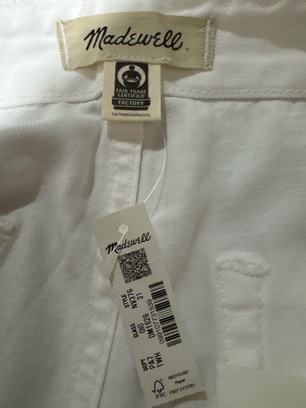 Madewell Wide Sweep Trousers White Size 31 NWT Wide Leg High Rise - Picture 4 of 11